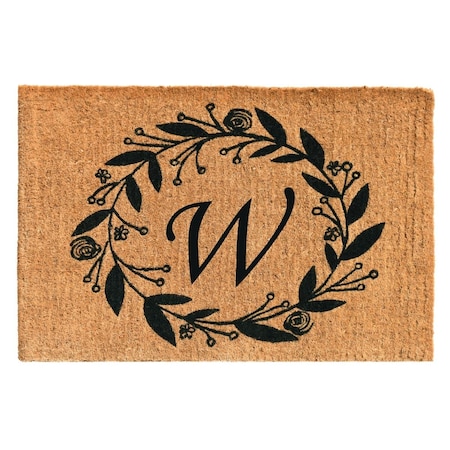 Configuracion 24 x 36 x 1.5 in. Black Rose Rectangular Doormat Natural - Letter W CO3366355